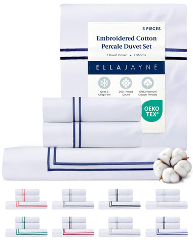 Ella Jayne navy pillow shams complete the set for a cohesive look