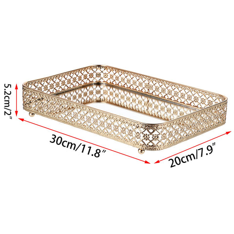 ELLDOO gold metal trinket tray highlighting hollow pattern for jewelry organization