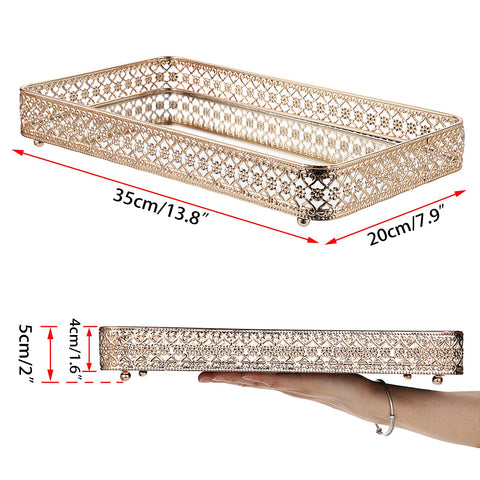 ELLDOO mirrored-surface tray highlights cosmetics with a luxe reflective glow.