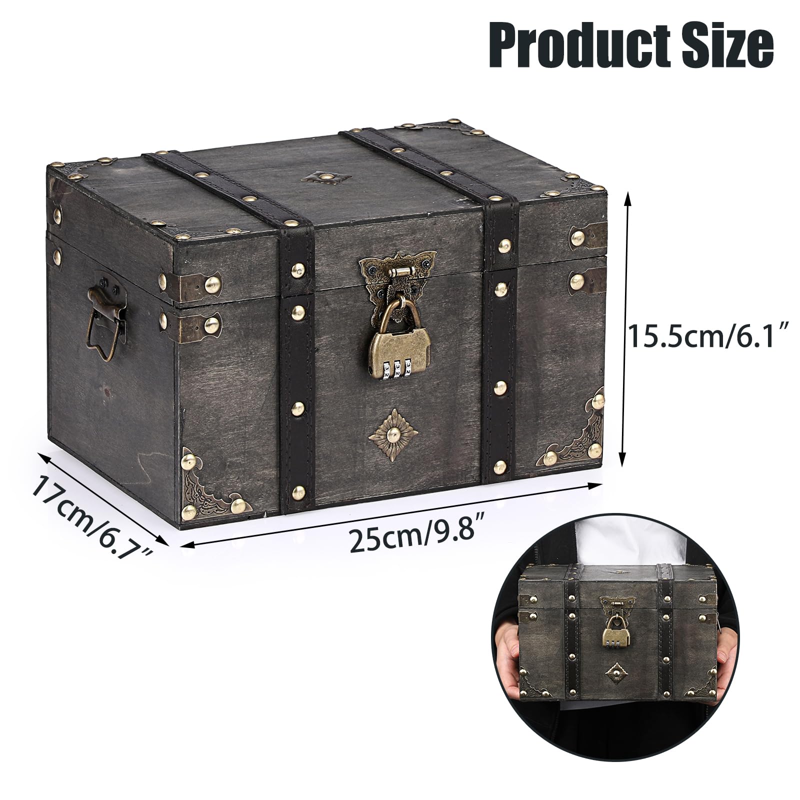 ELLDOO treasure chest open lid shows interior storage for small treasures.