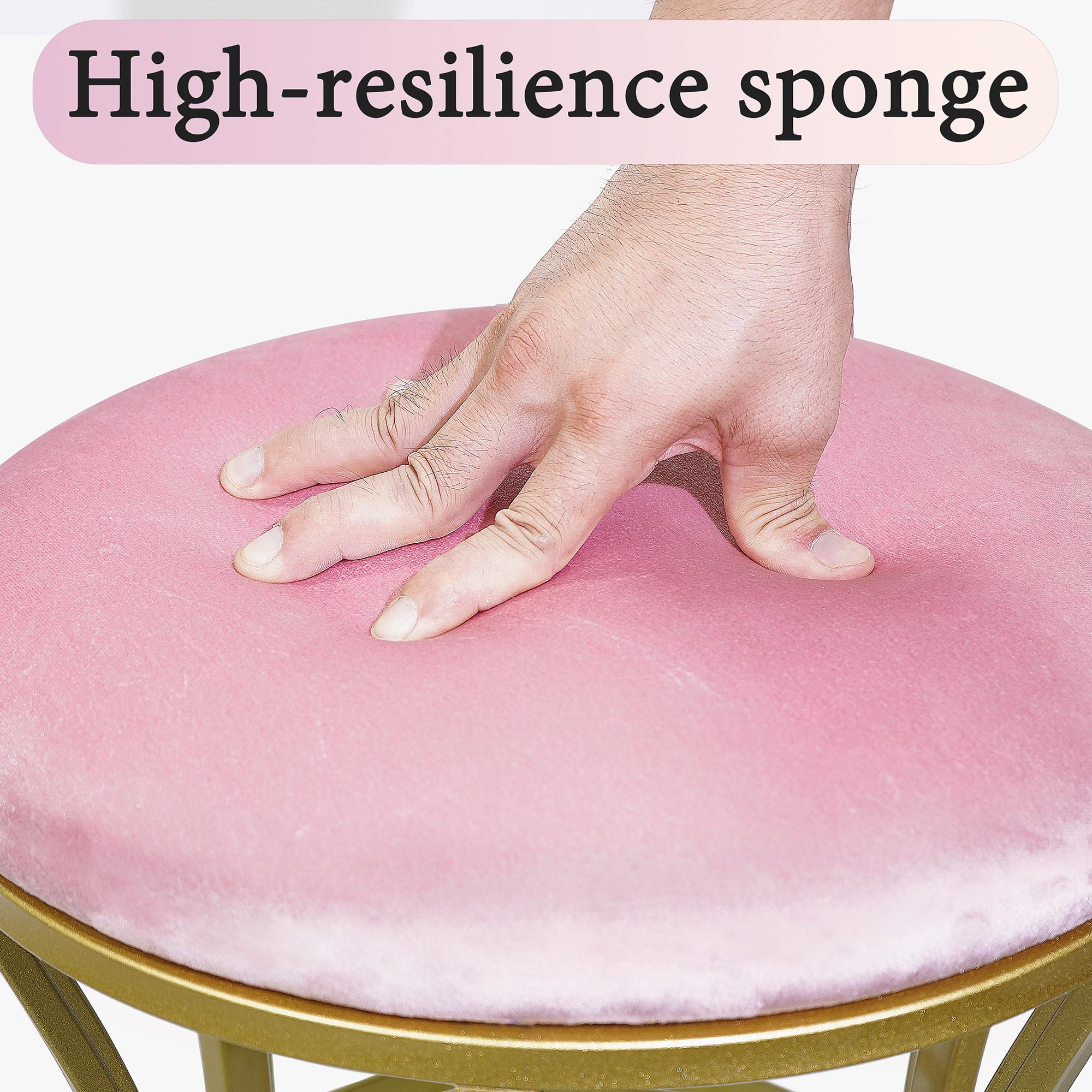 Ellensamqi compact vanity stool with 33.5 cm depth and 45 cm height saves space.