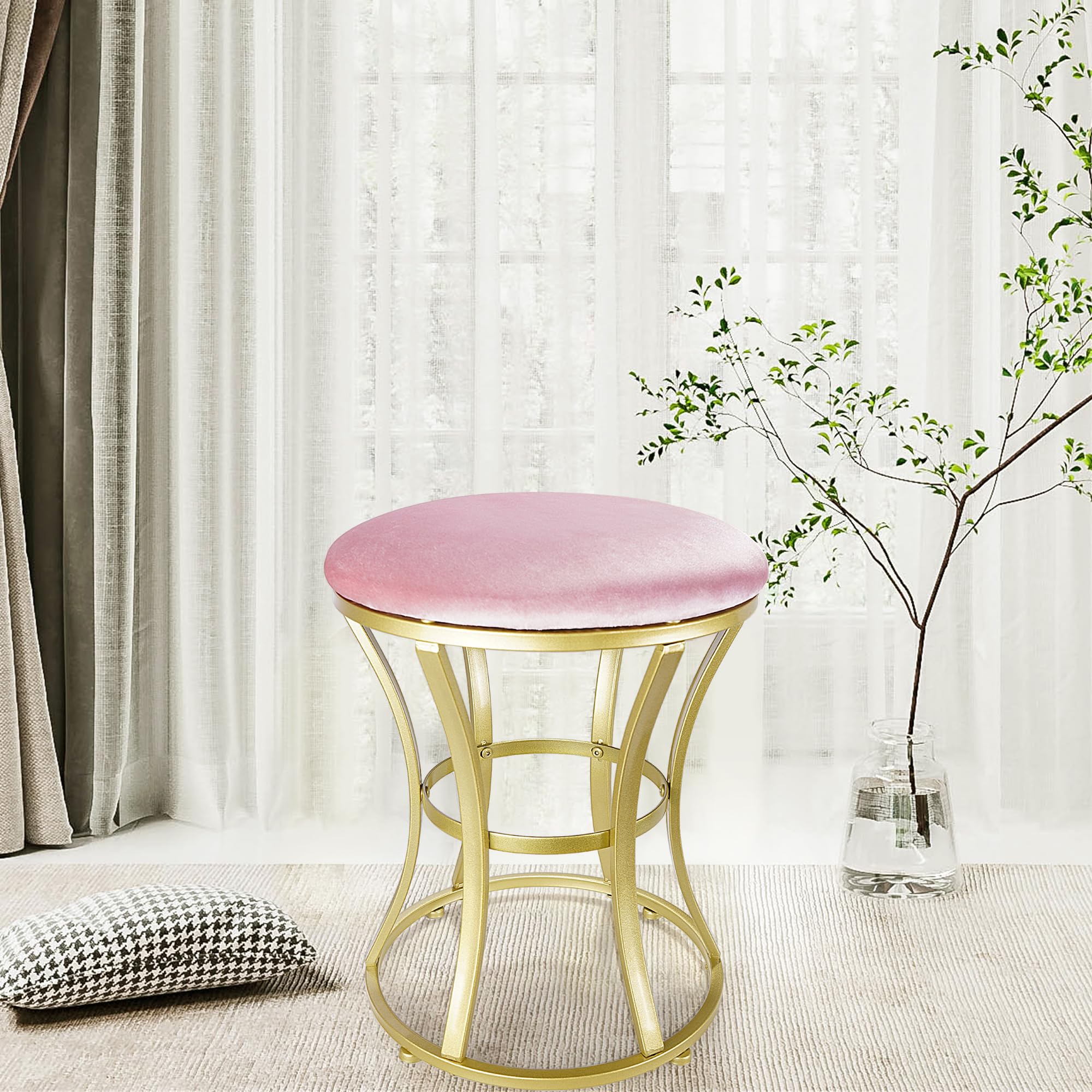 Ellensamqi vanity stool placed in a living room setting for modern decor.