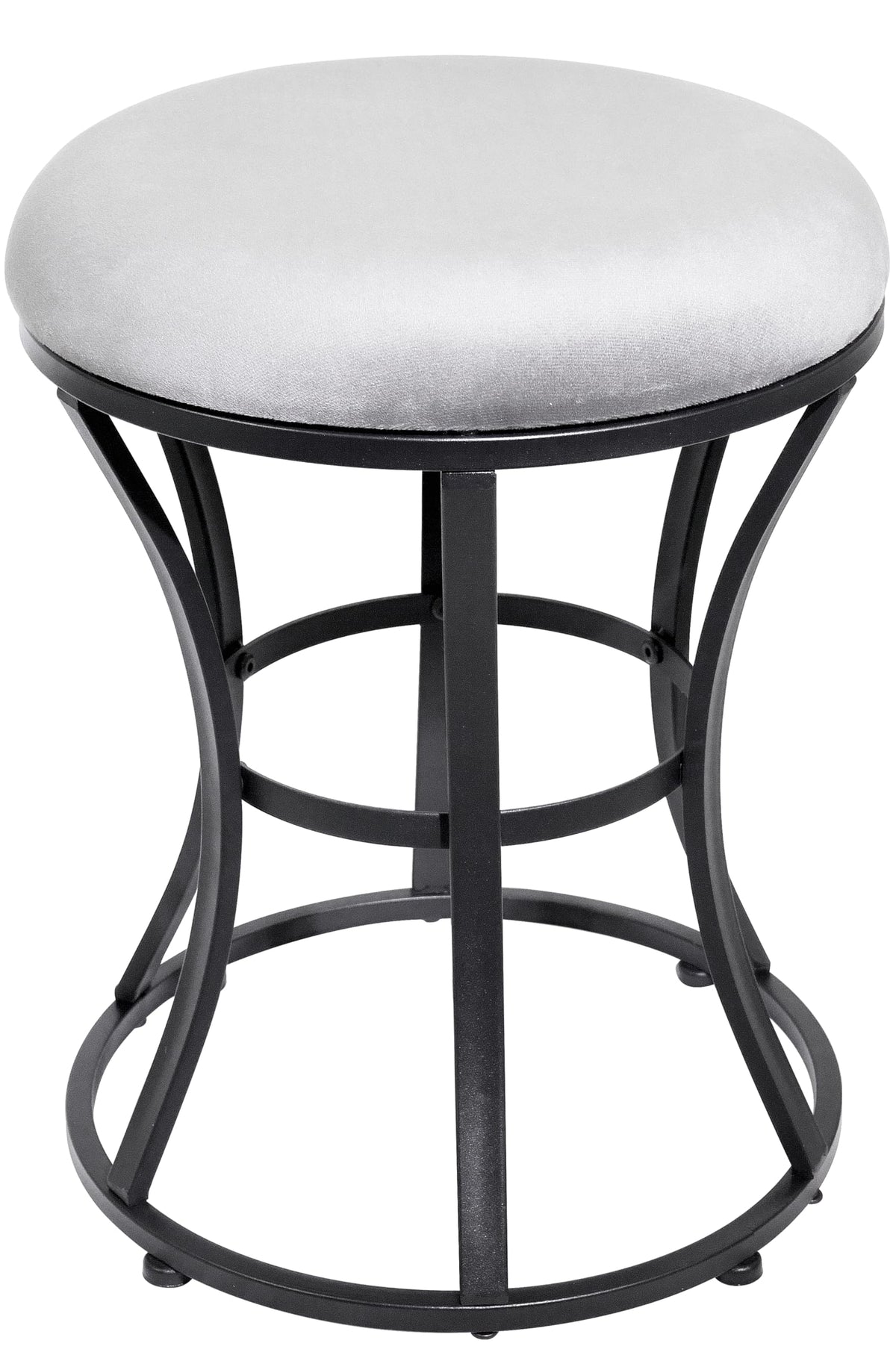 Ellensamqi vanity stool with grey round velvet seat for makeup routines
