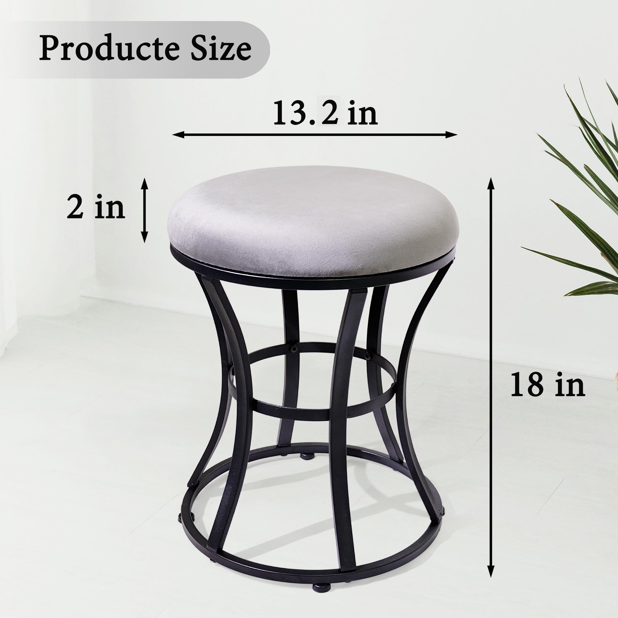 Ellensamqi vanity stool features sturdy metal base for long-lasting use