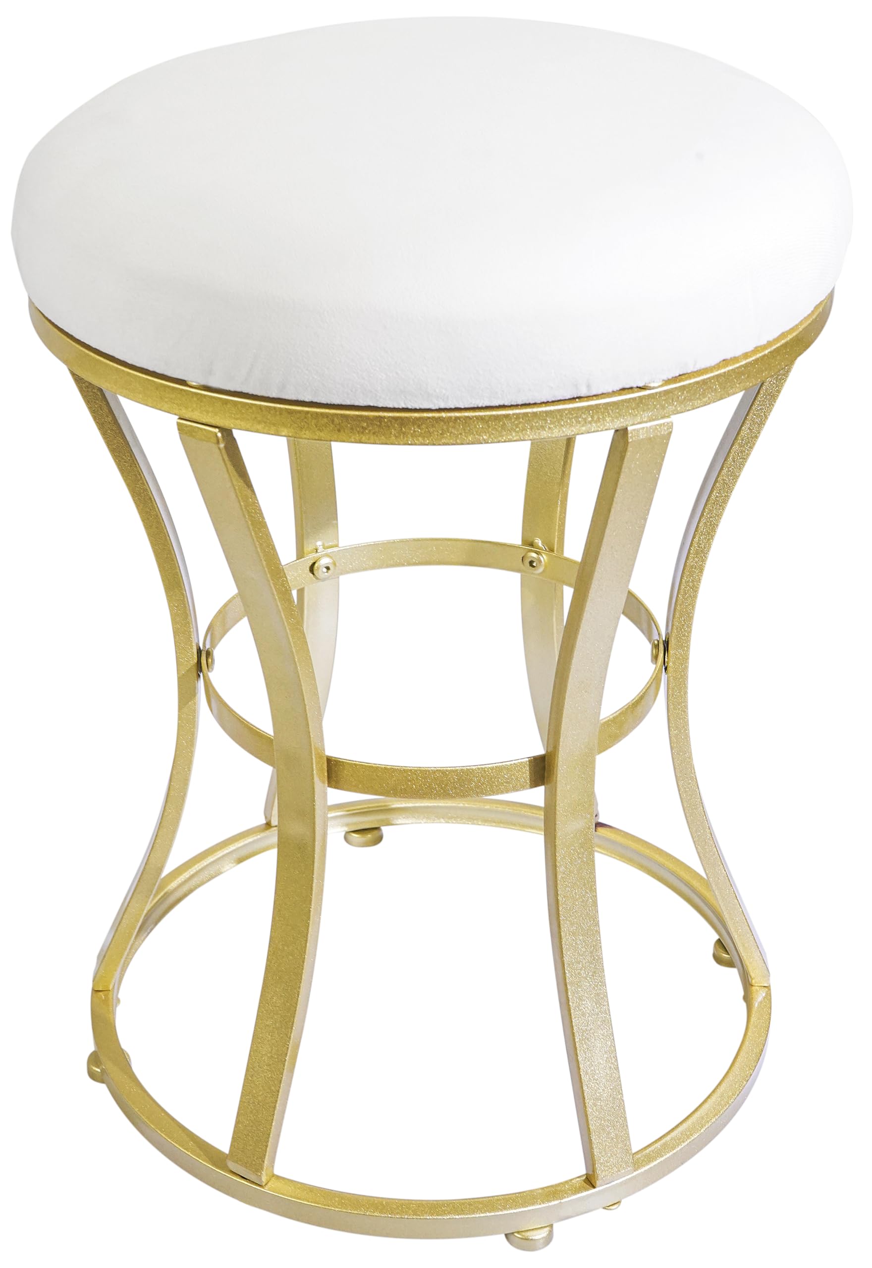 Ellensamqi velvet round vanity stool white seat for comfortable makeup routines