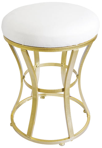 Ellensamqi velvet round vanity stool white seat for comfortable makeup routines