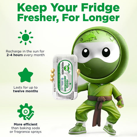Ellis Harper Fridge Ninja charcoal absorber in fridge showcasing humidity control.