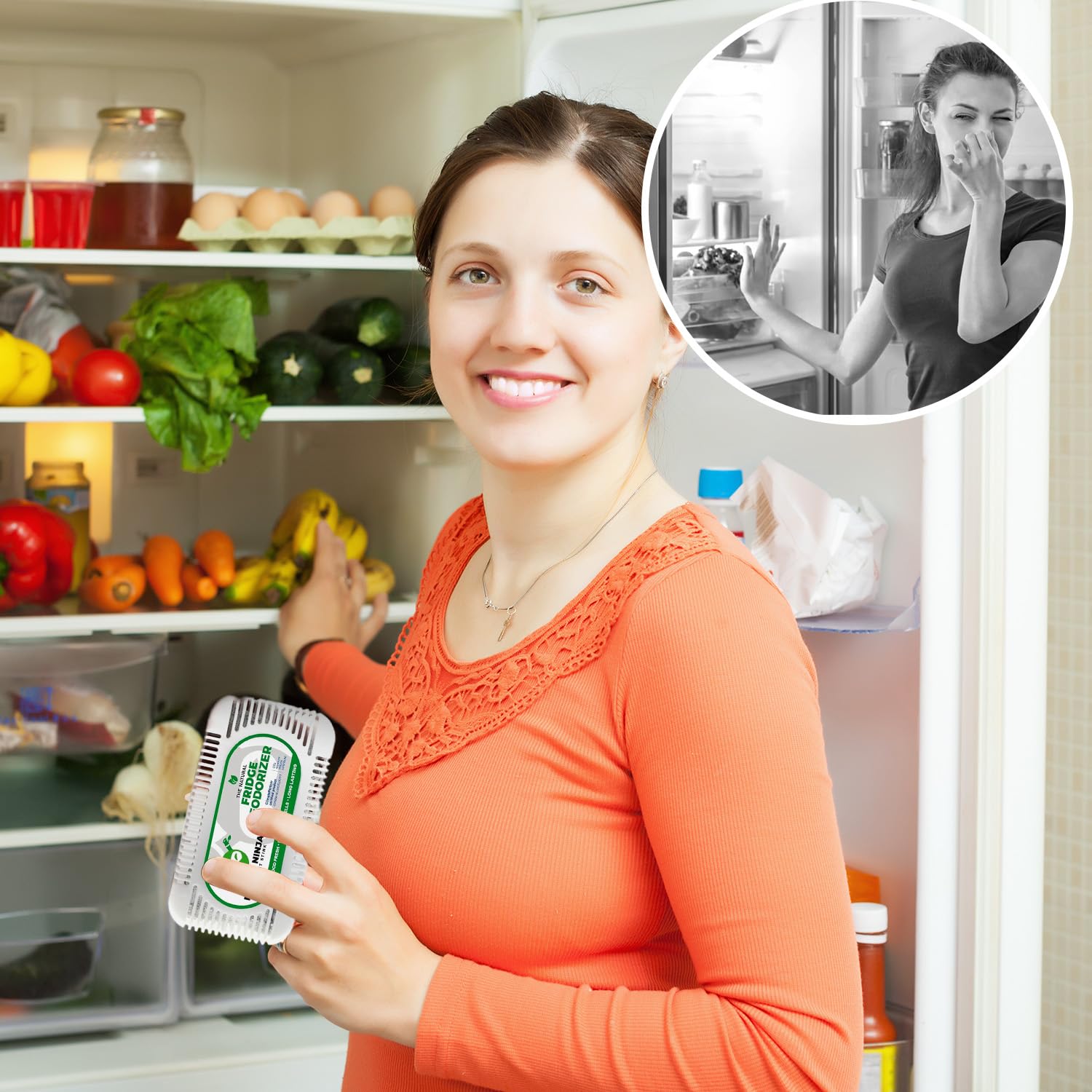 Ellis Harper Fridge Ninja near fresh produce showing maintained freshness.