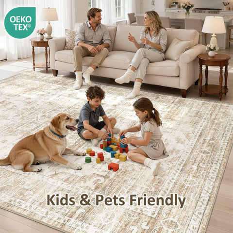ELLIUNE machine-washable rug for quick cleanups after spills or pet messes.