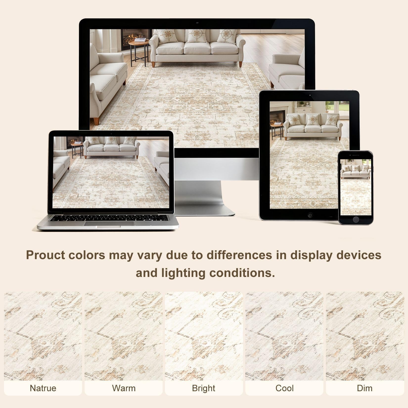 ELLIUNE stain-resistant rug maintains color between washes.