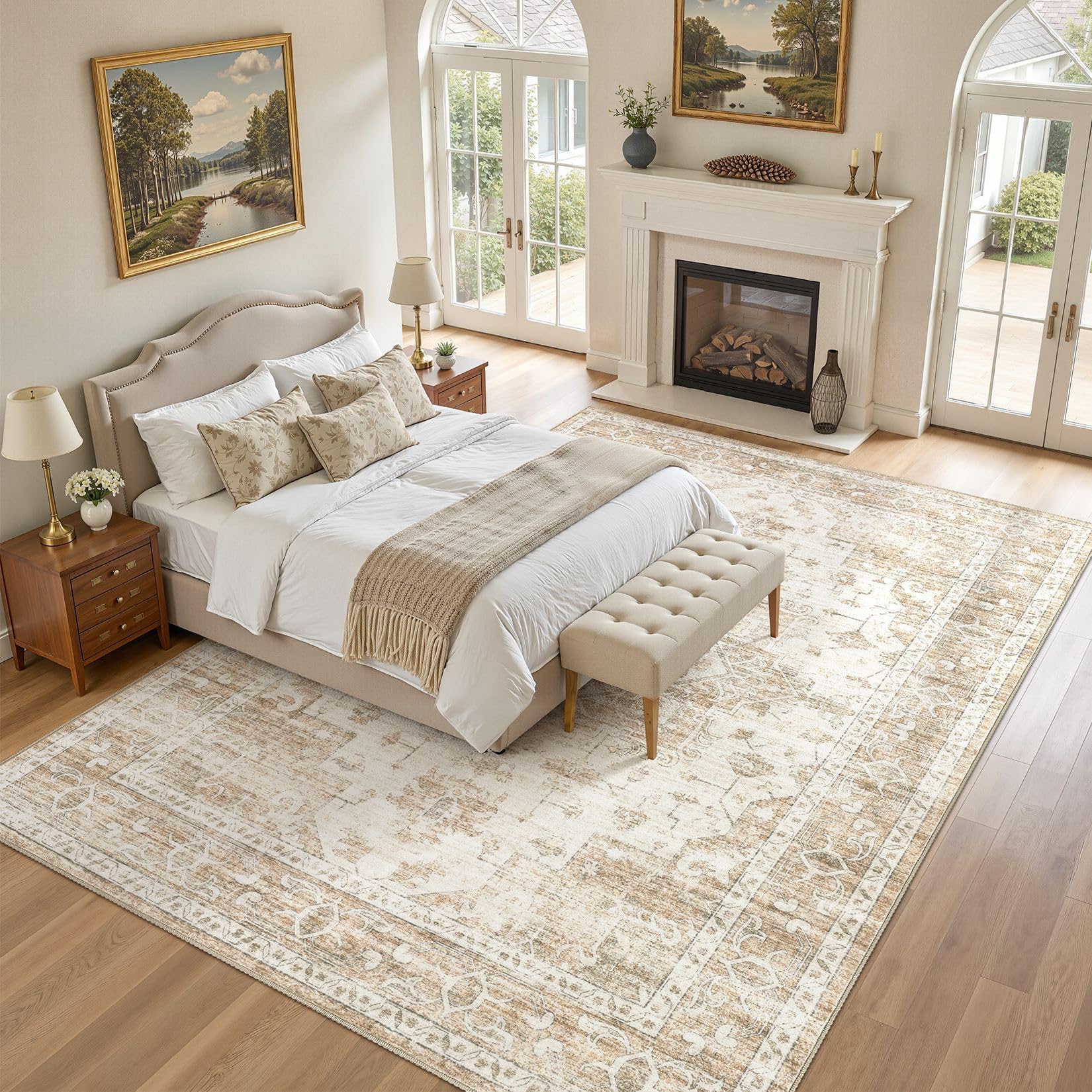 ELLIUNE vintage floral pattern rug adds timeless style to modern interiors.