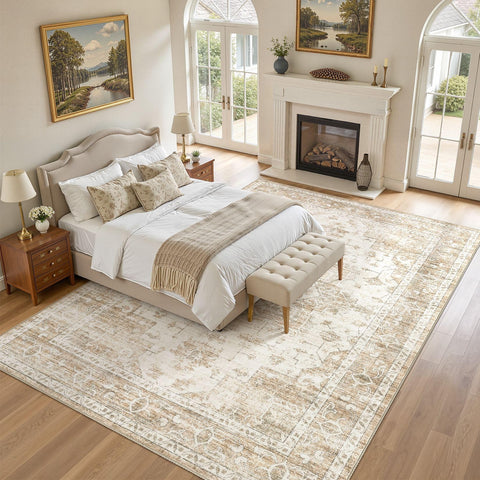 ELLIUNE vintage floral pattern rug adds timeless style to modern interiors.