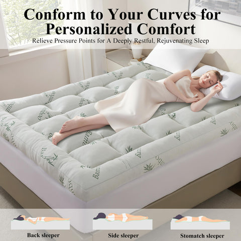 ELNIDO QUEEN 3inch topper deep-pocket fit securing topper on mattress.