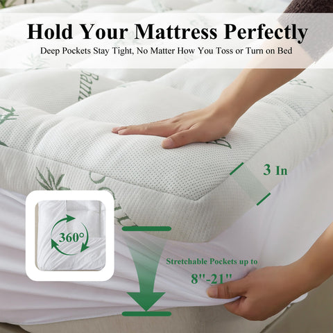 ELNIDO QUEEN 3inch topper machine-washable topper for easy care.