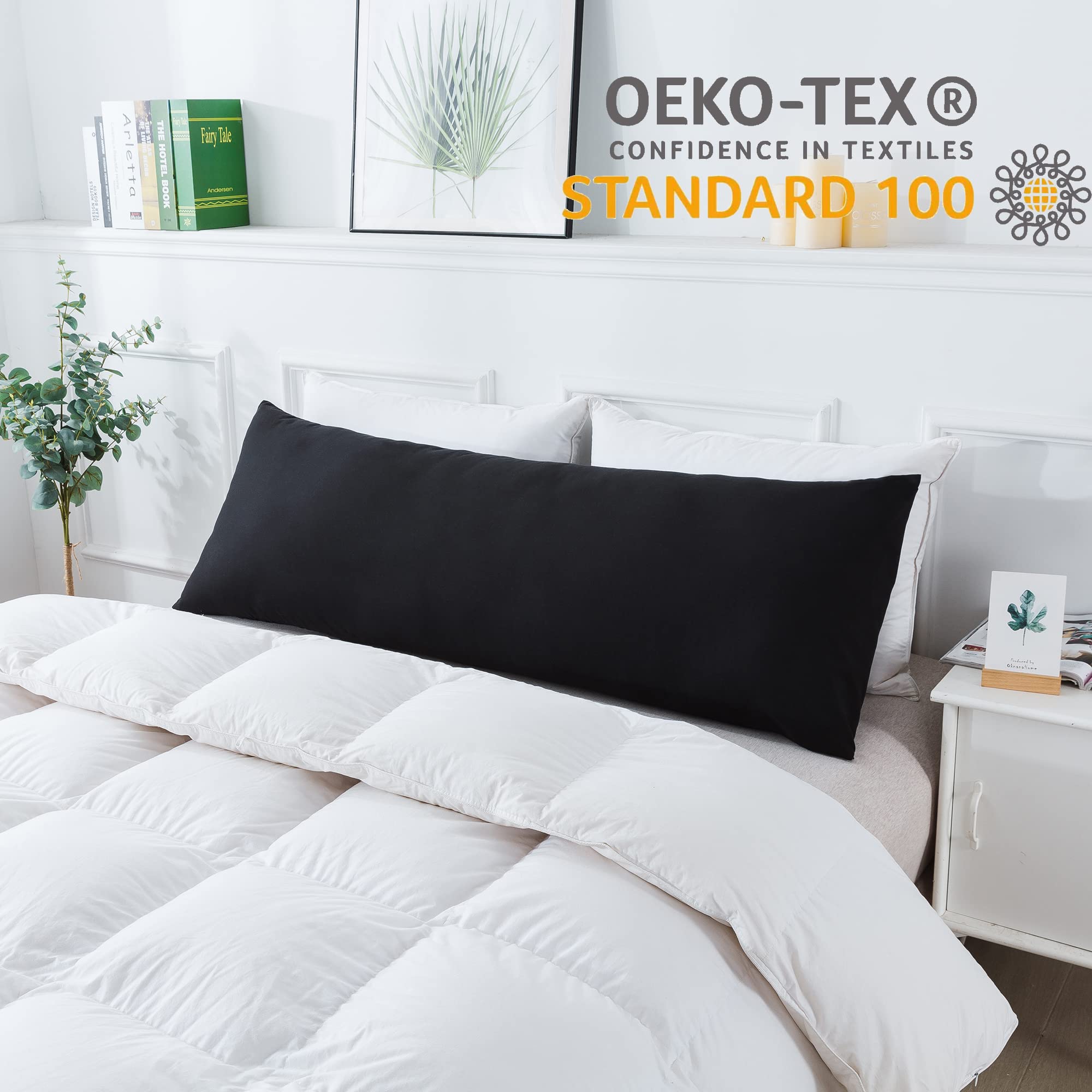 ELNIDO QUEEN black pillowcase maintains breathable, skin-friendly comfort.