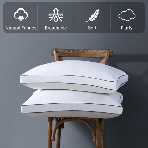 Down top and bottom layers offering fluffy softness in ELNIDO QUEEN pillow