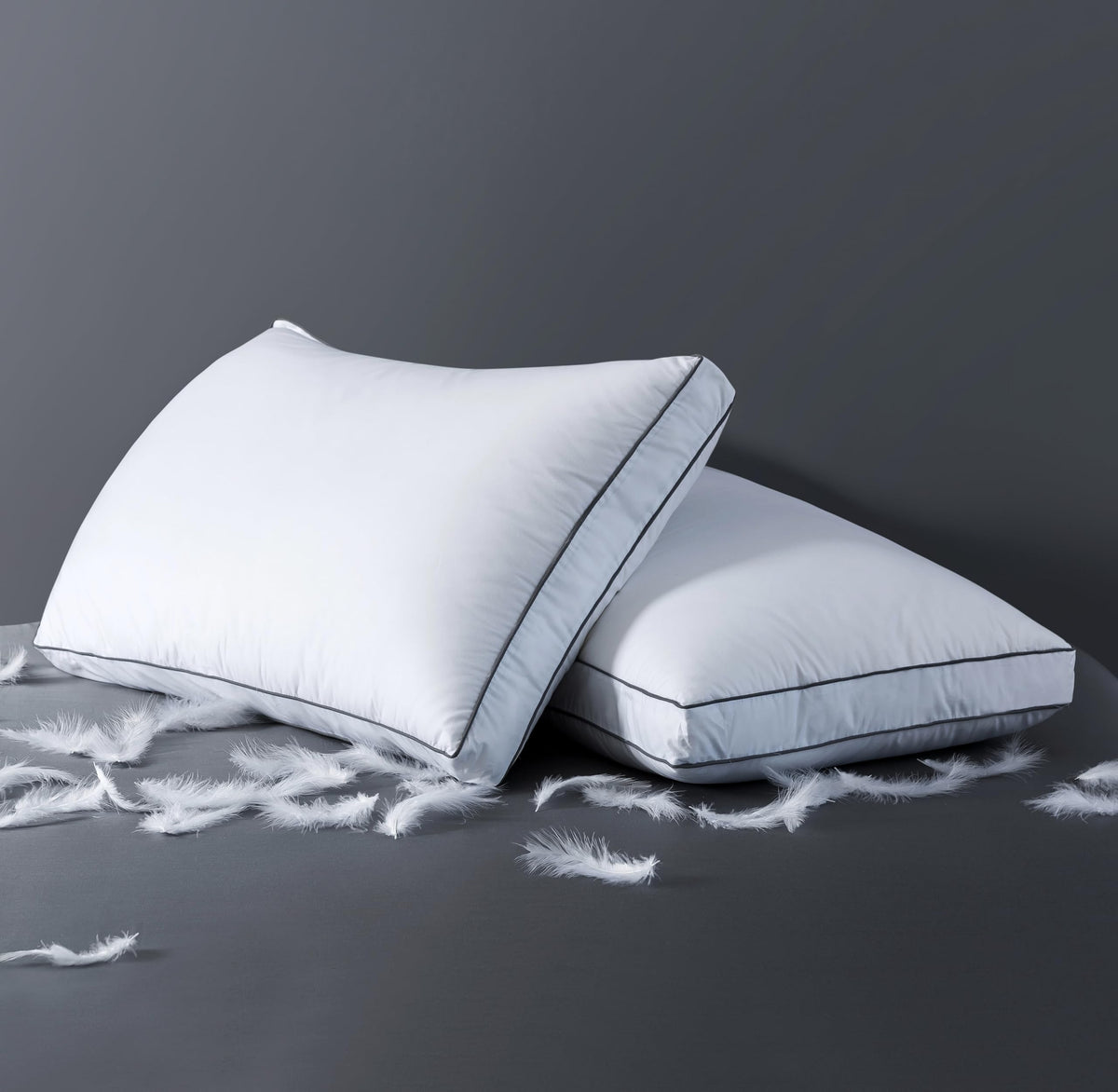 ELNIDO QUEEN goose-down fiber pillow king 2-pack, plush and supportive visual