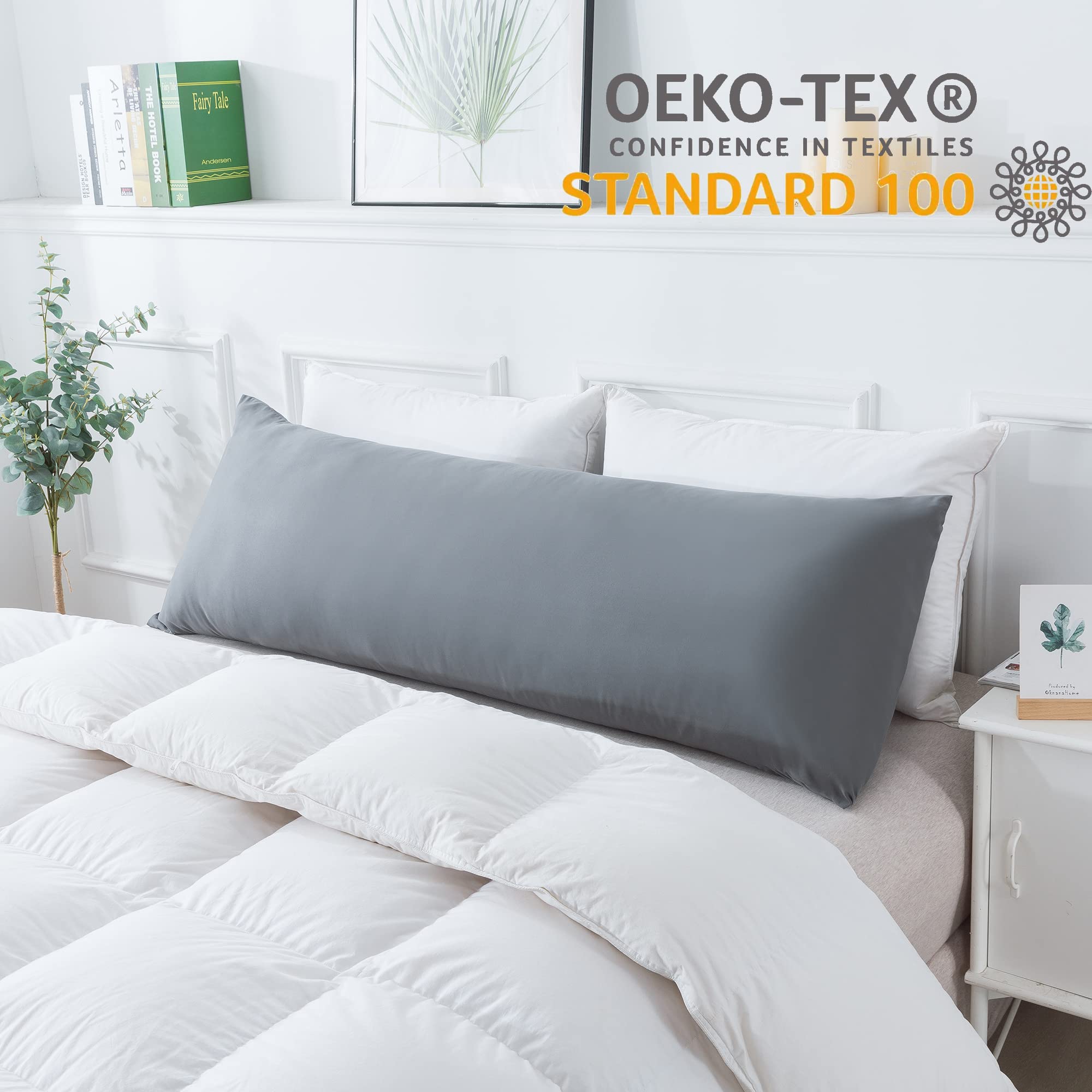 ELNIDO QUEEN grey pillowcase envelope closure close-up for easy on/off