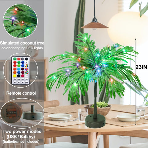 Elnsivo palm tree powered by battery or USB for portable decorating.