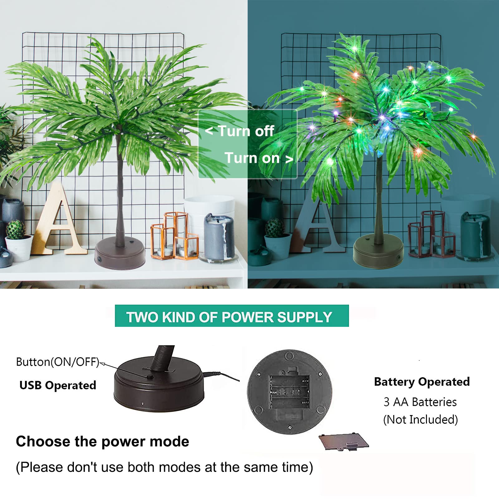 Elnsivo color-changing palm tree suits summer, holidays, and weddings.