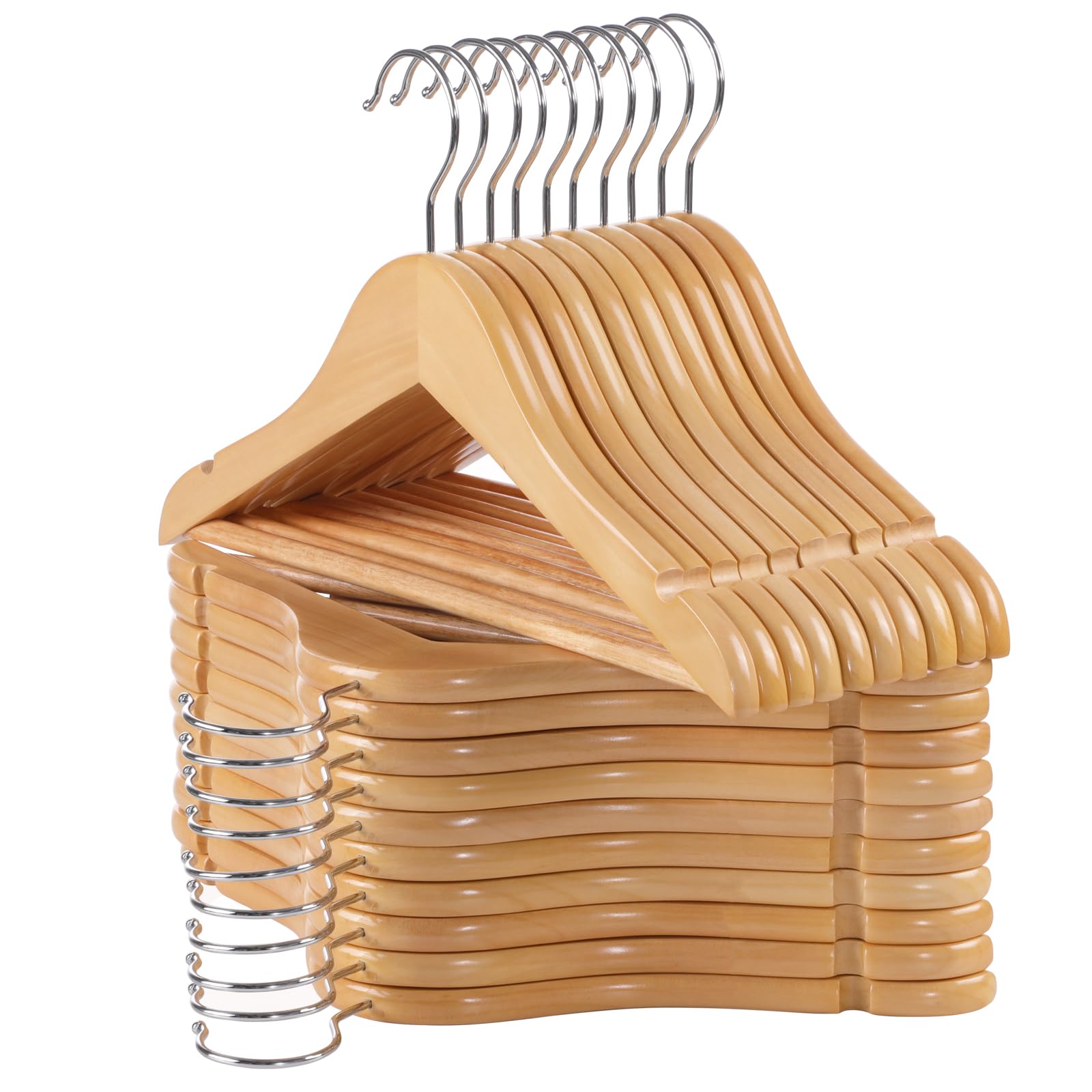 ELONG HOME baby hangers natural wood front view keeps toddler clothes organized