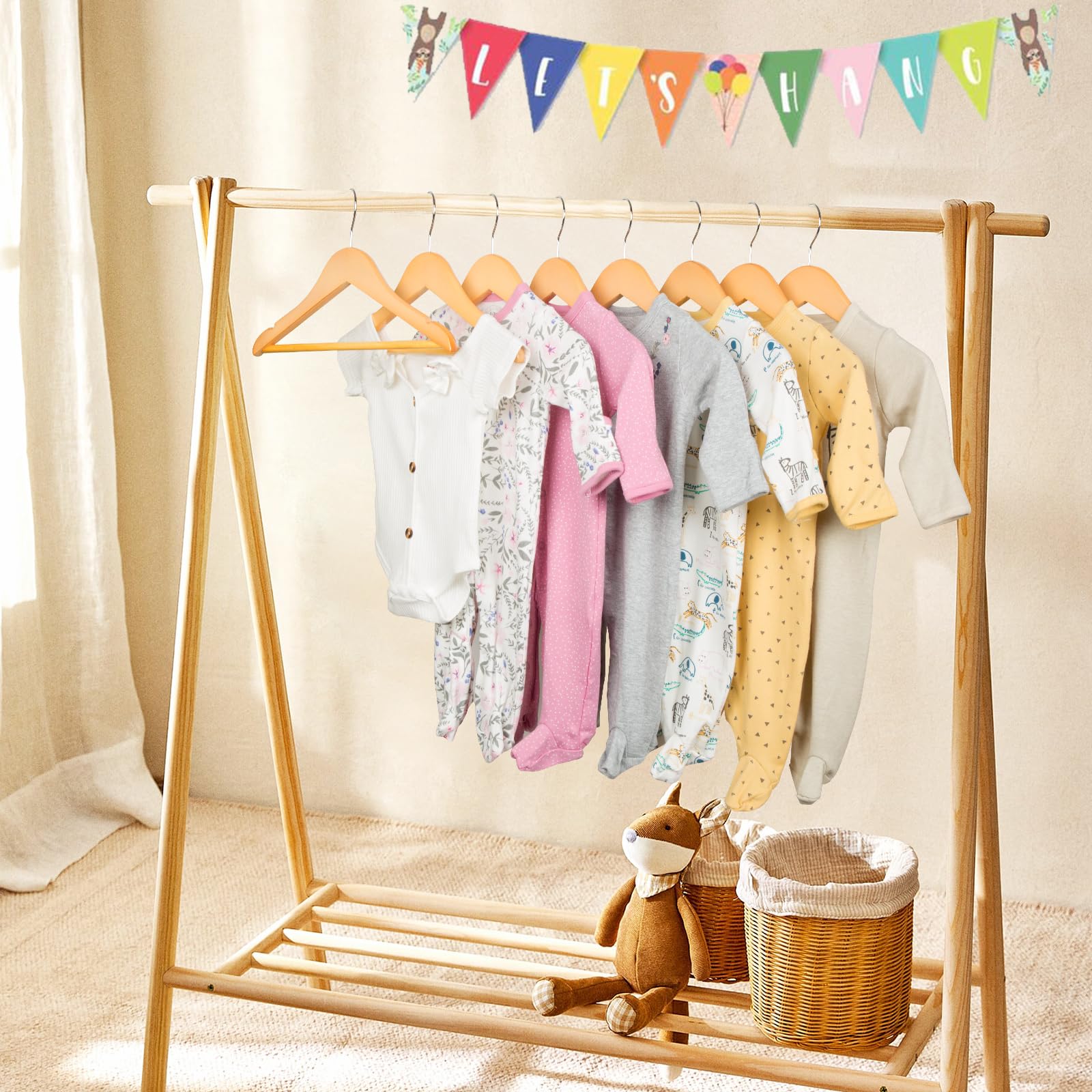 ELONG HOME solid wood hangers close-up showing durability for daily wear