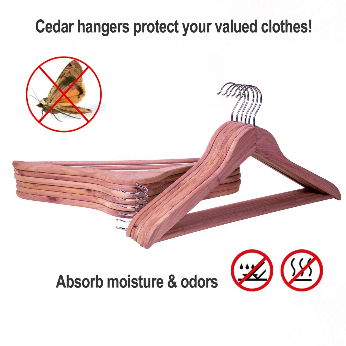 ELONG HOME cedar hangers emphasize eco-friendly cedar from renewable forests.