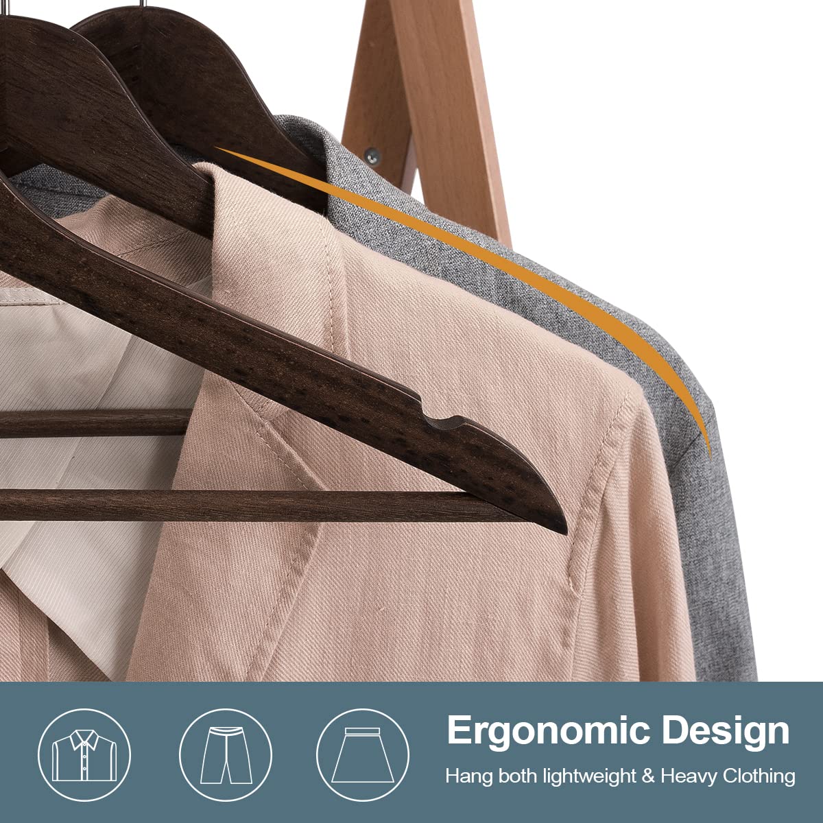 Hand-sanded notches make it easy to hang delicate dresses without snagging.