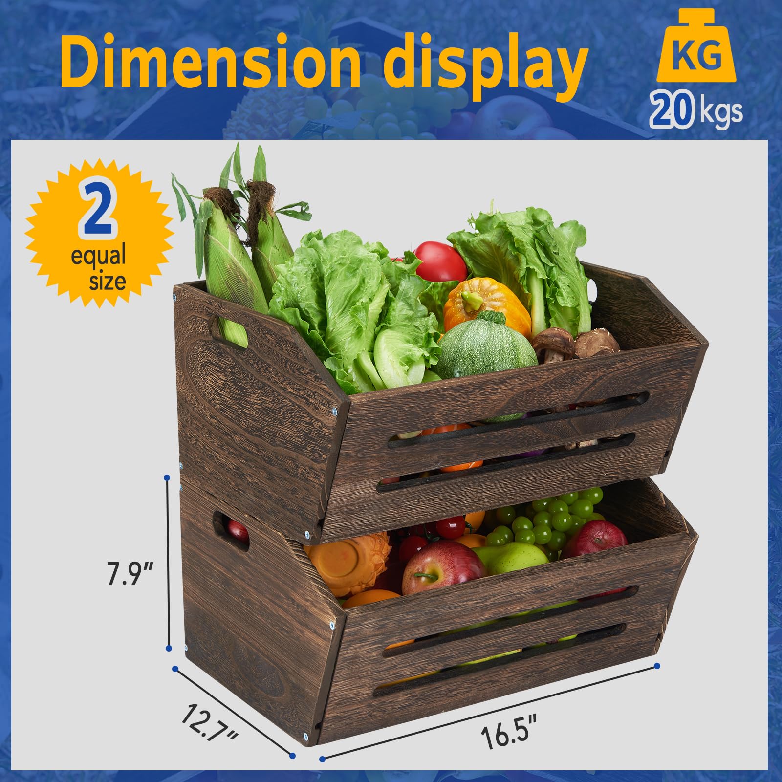 ELONG HOME rustic crate 45-pound capacity supports sturdy daily storage