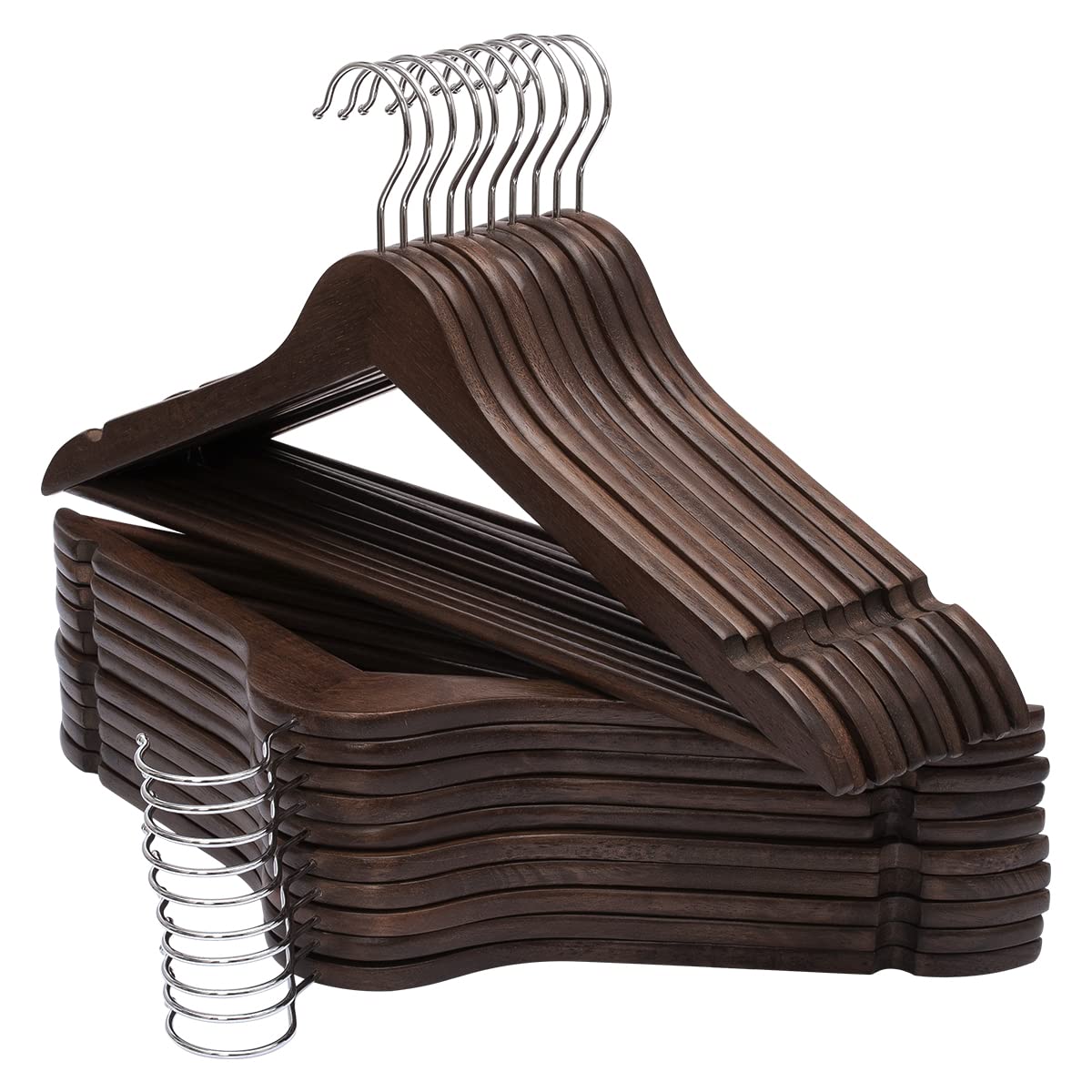 ELONG HOME solid wood hanger pack supports coats and jackets with sturdy construction.