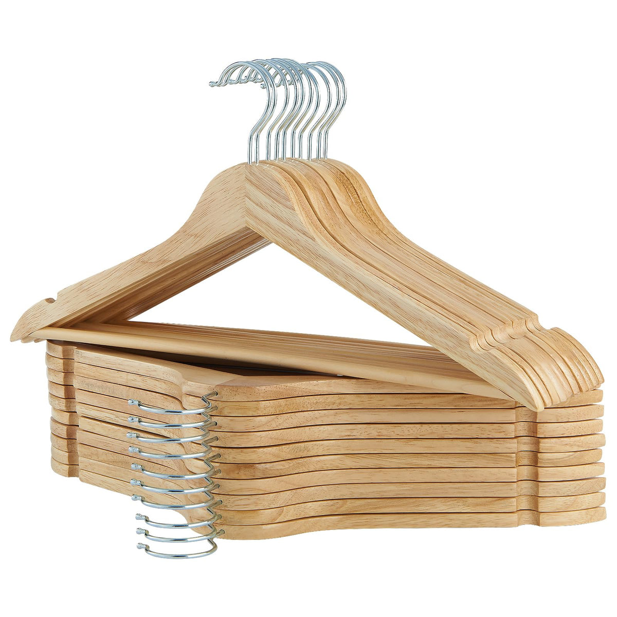 ELONG HOME solid wooden hanger with side view, durable for heavy garments
