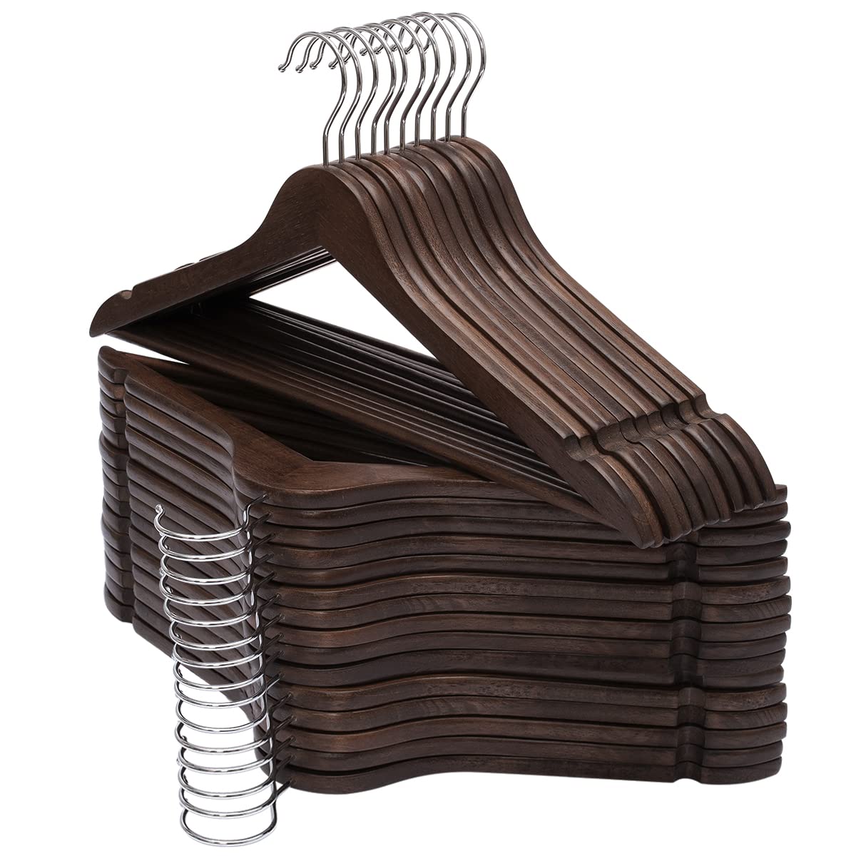 ELONG HOME solid wooden hanger with smooth finish protects garments.