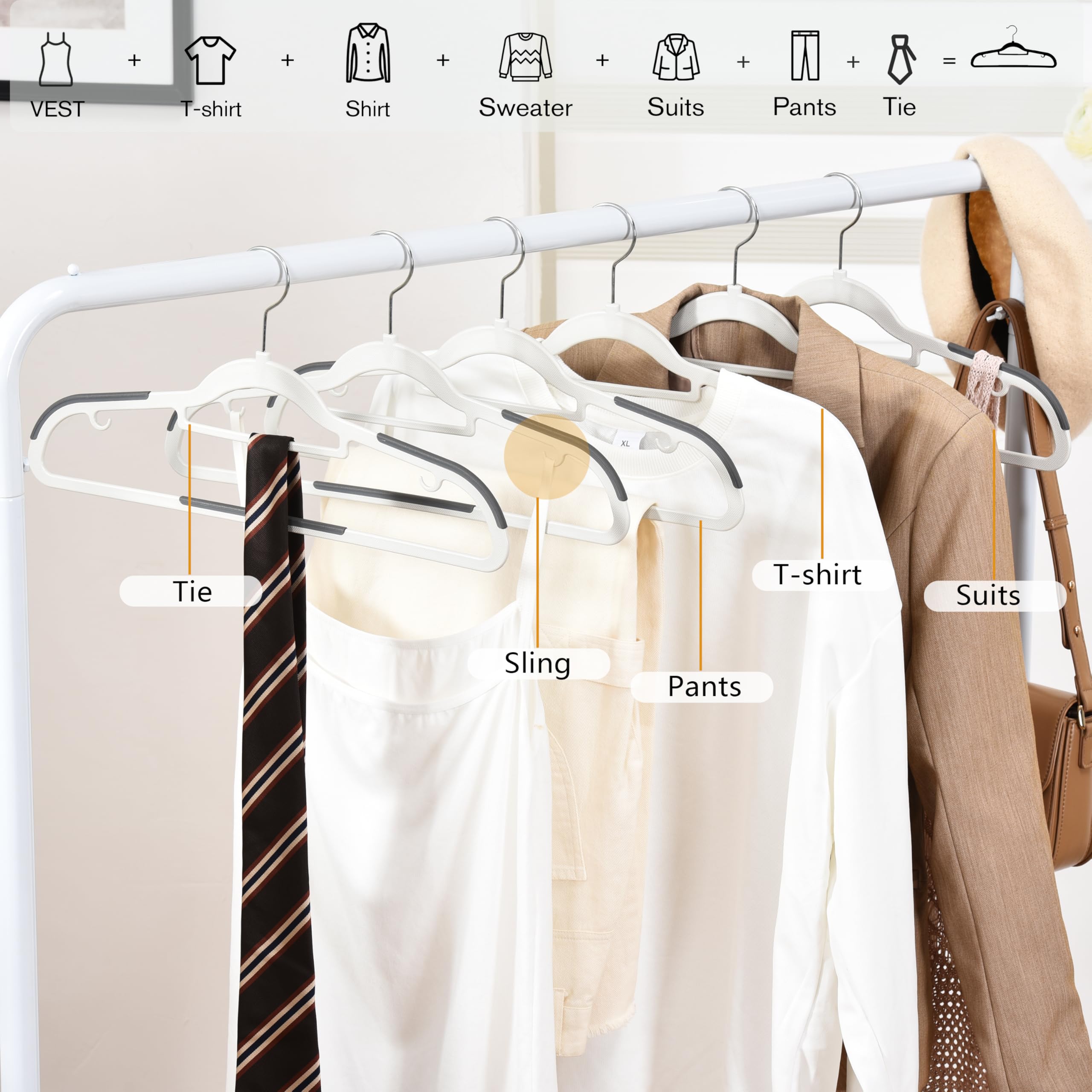 ELONG HOME slim profile maximizes closet space