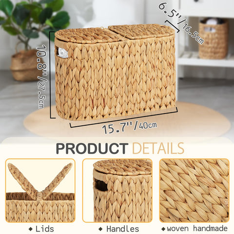 ELONG HOME toilet paper basket double open lid enables easy access from both sides.