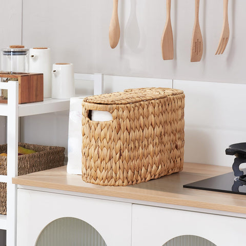 ELONG HOME water hyacinth basket lid storage protects contents from dust.