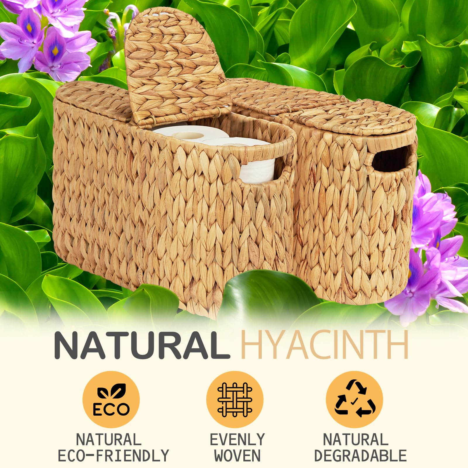 ELONG HOME toilet paper basket oval stackable design saves space and neat visuals.