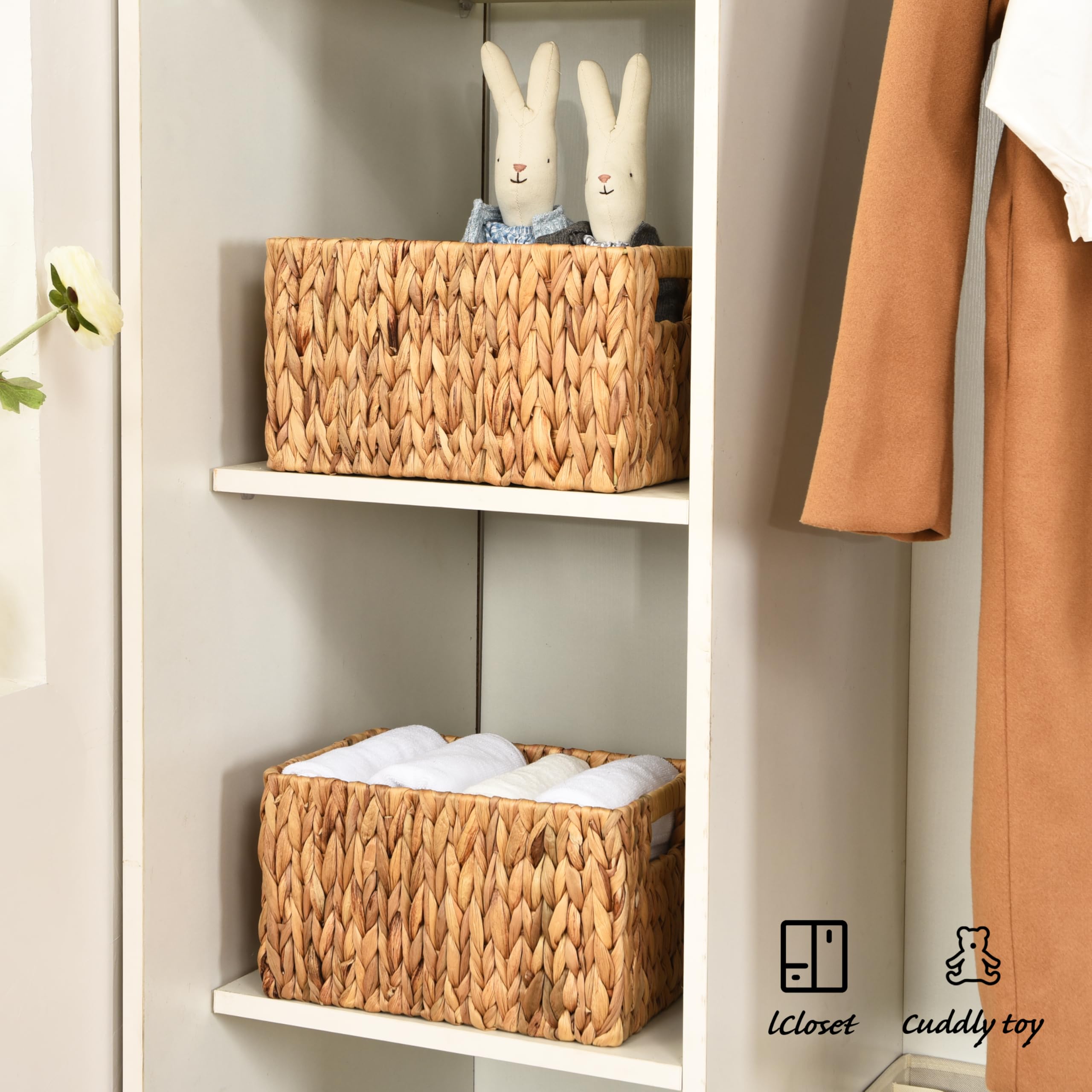 ELONG HOME water hyacinth rectangular basket lightweight yet sturdy material