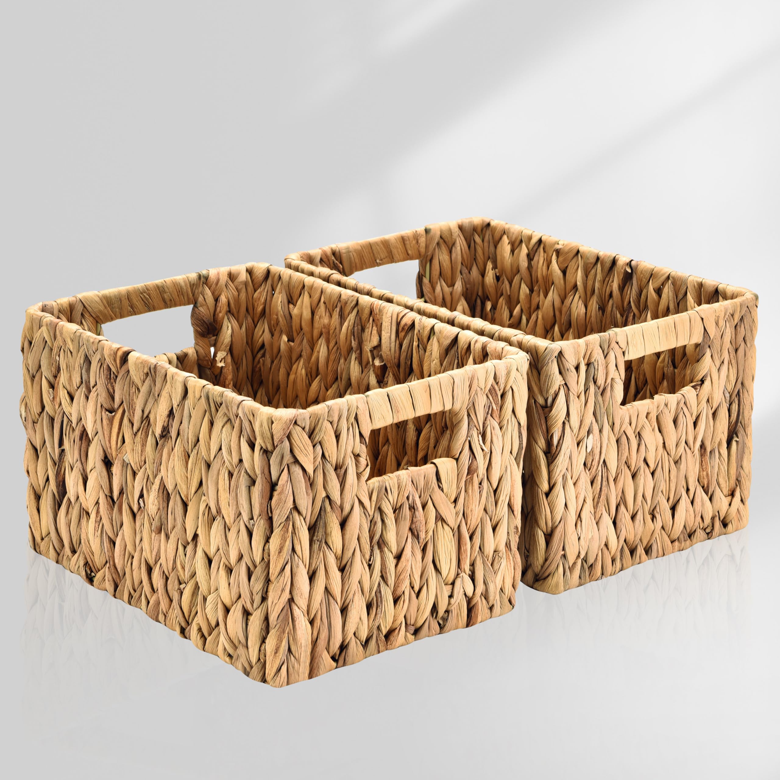 ELONG HOME water hyacinth rectangular basket inside view for neat shelf organization
