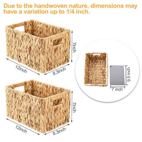ELONG HOME water hyacinth rectangular basket stacked for versatile storage in living spaces
