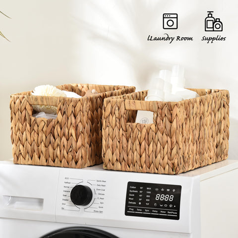 ELONG HOME water hyacinth rectangular basket in bathroom for towels and toiletries