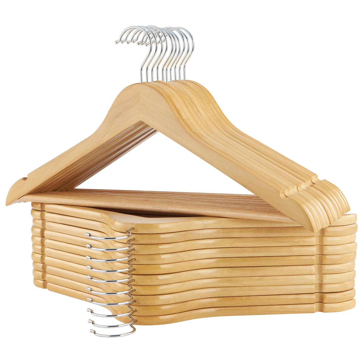 ELONG HOME wooden hangers with a smooth finish protect fabrics and reduce snags
