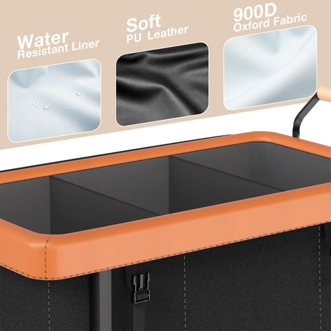 Elowen laundry hamper rolling wheels lockable for easy mobility and stability.