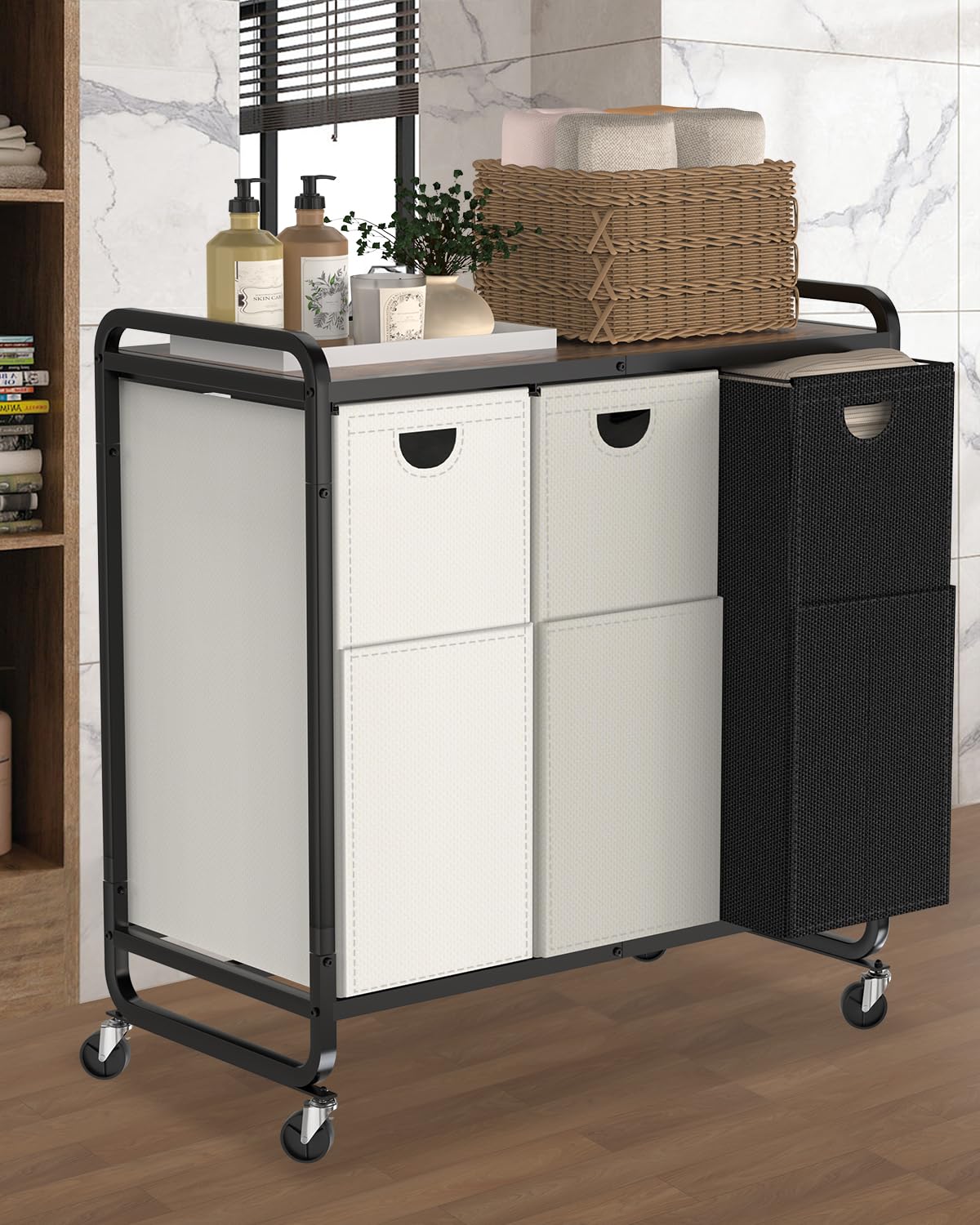 Elowen laundry sorter color-coded compartments help separate fabrics efficiently.