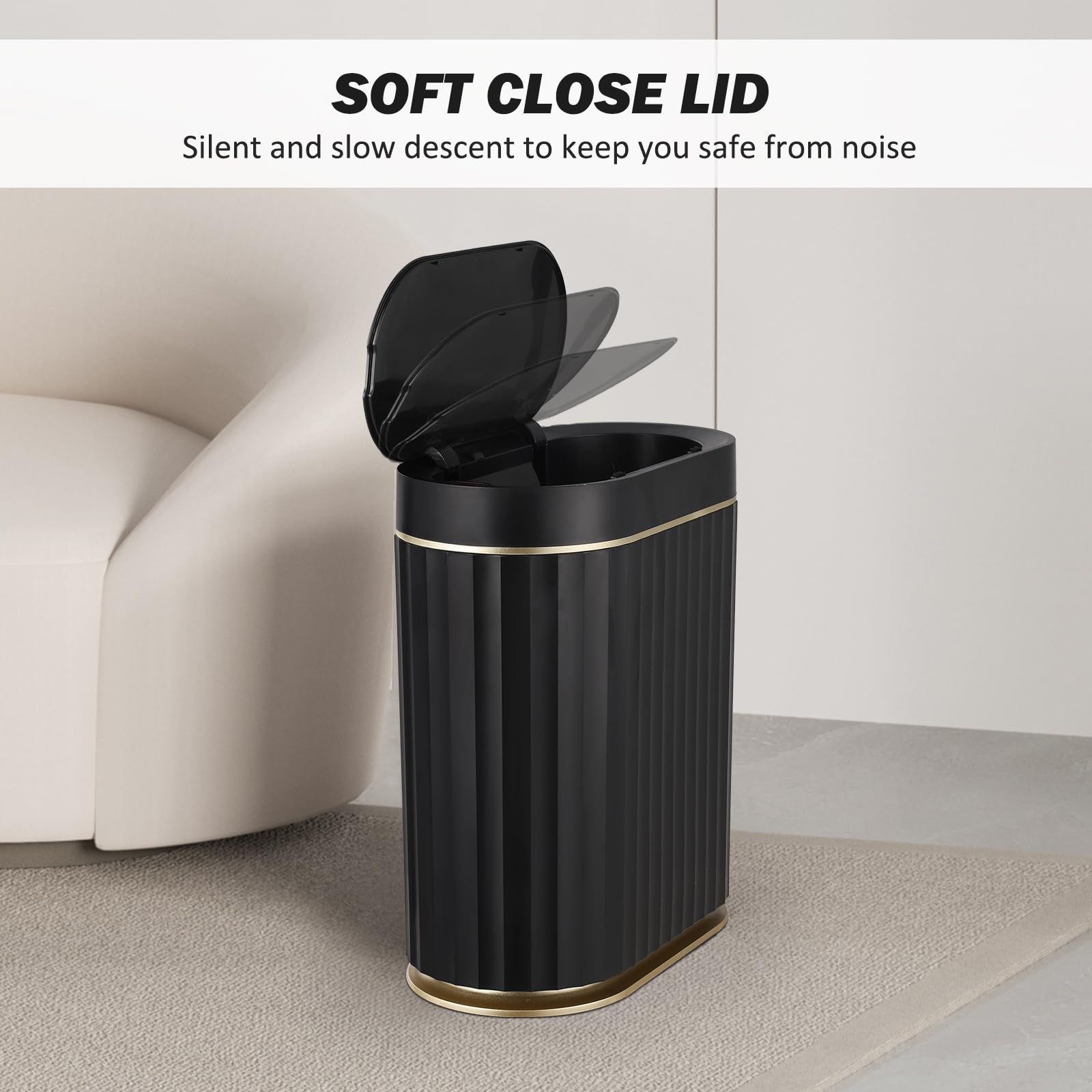 ELPHECO 2-gallon bathroom trash bin ideal for compact rooms.
