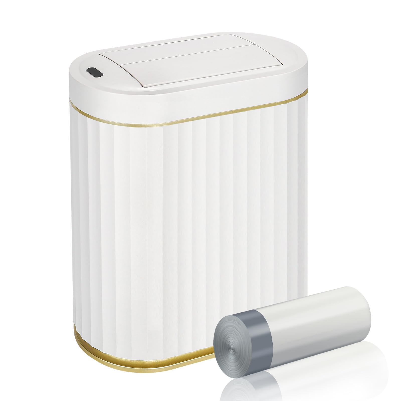 ELPHECO butterfly-lid sensor trash can with motion sensing for hands-free use.
