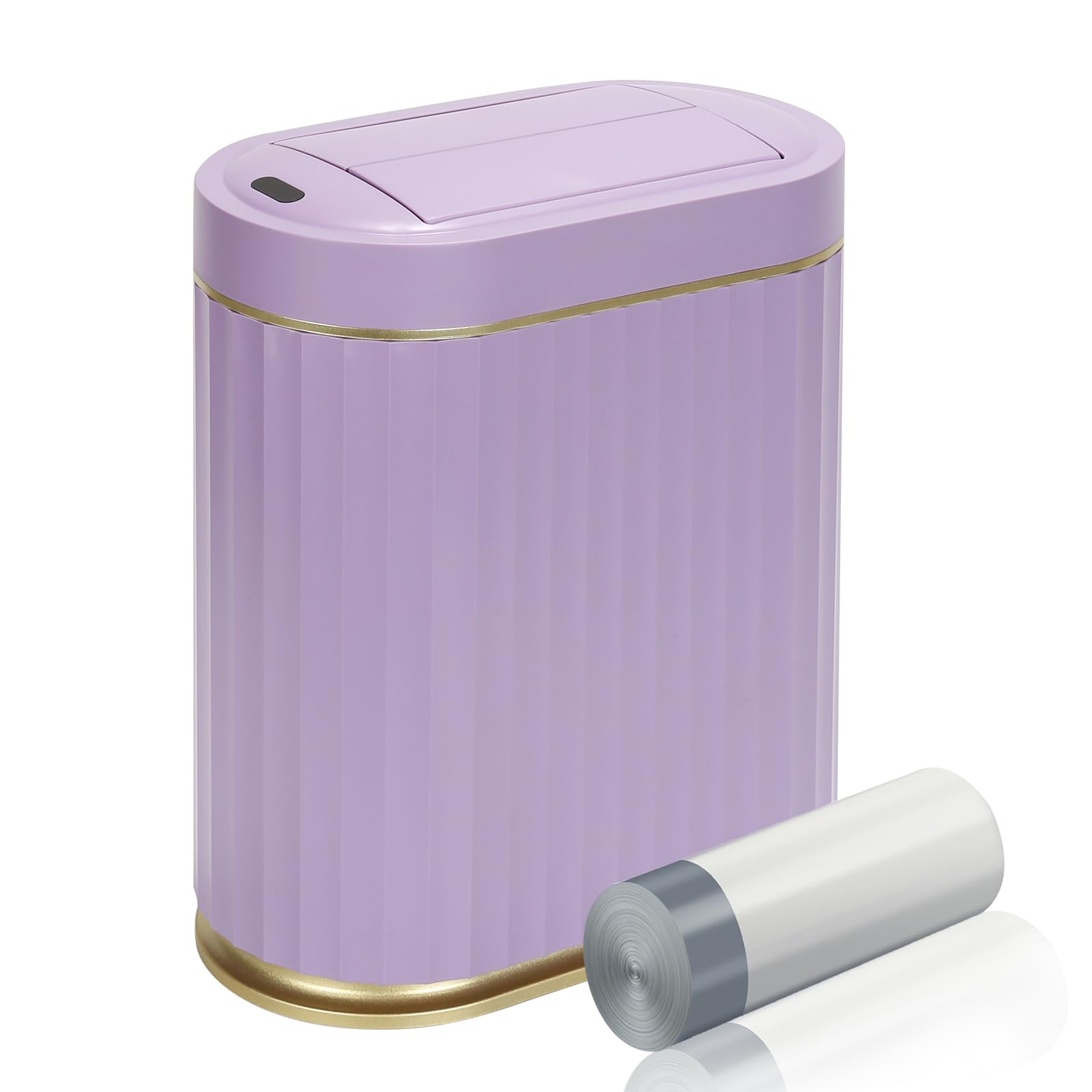 ELPHECO butterfly lid trash can front view enabling touch-free waste disposal.