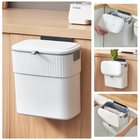 ELPHECO hanging trash can with lid for under-sink waste disposal