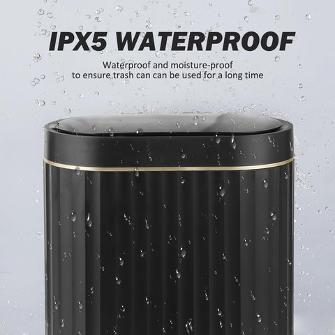 ELPHECO IPX5 waterproof trash bin resists splashes in damp bathrooms.