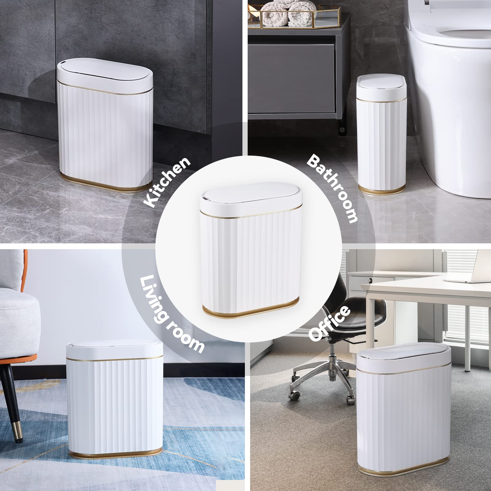 ELPHECO oval-shaped trash can saves space in tight corners