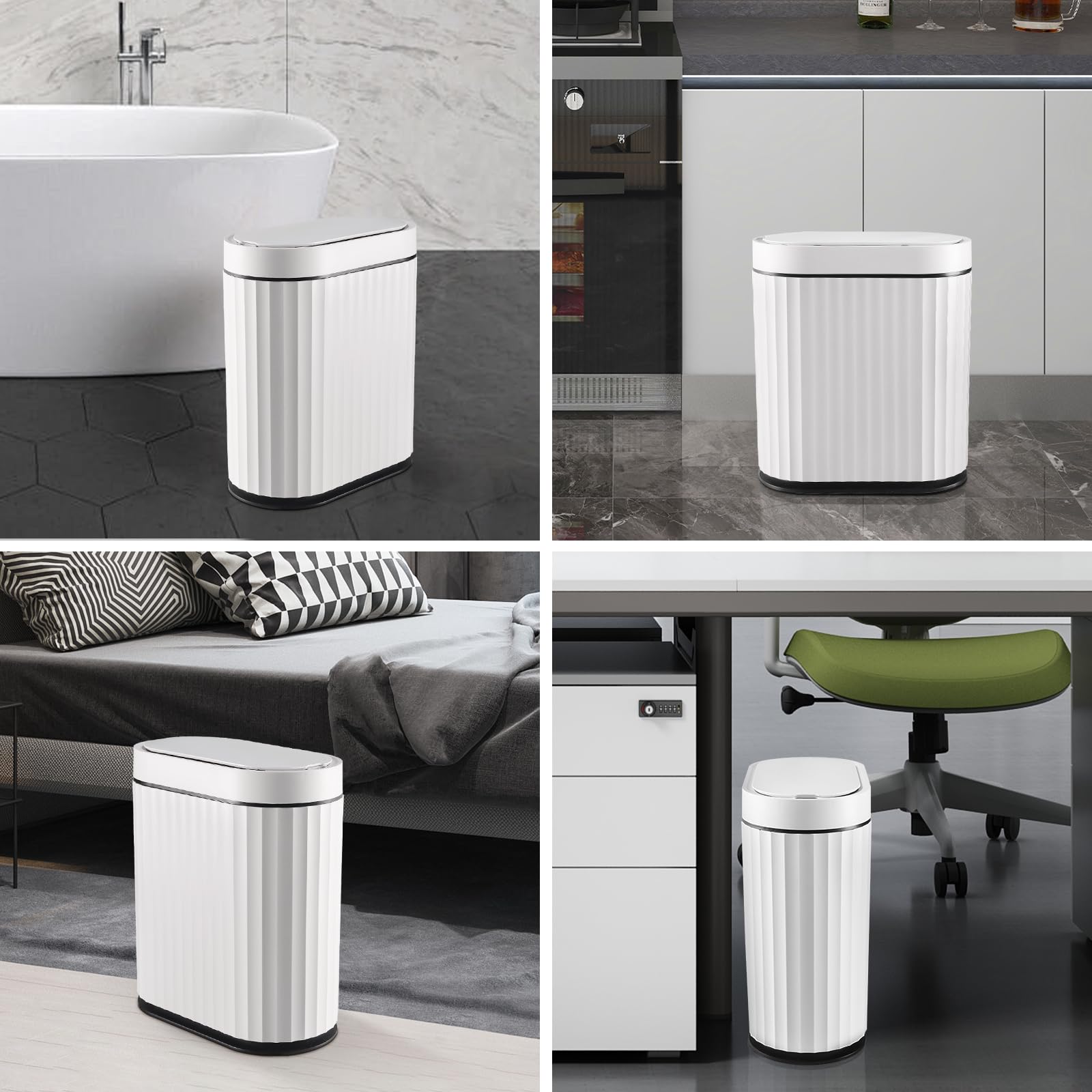 ELPHECO slim, narrow bin fits tight spaces in bathrooms and offices.